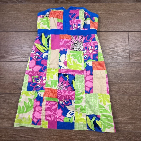 Lilly Pulitzer Women's Patchwork Strapless Cotton Dress Size 2 Summer, Preppy - Picture 3 of 10